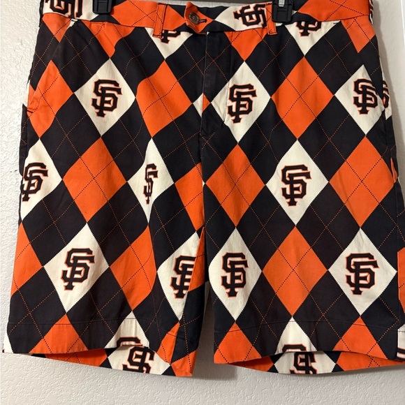 Loudmouth Vibrant Orange and Black Argyle San Francisco Giants Golf Shorts - Picture 1 of 12